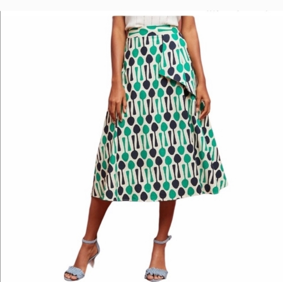 Eva Franco Asymmetrical Skirt in Green and Blue Pattern - Picture 8 of 15
